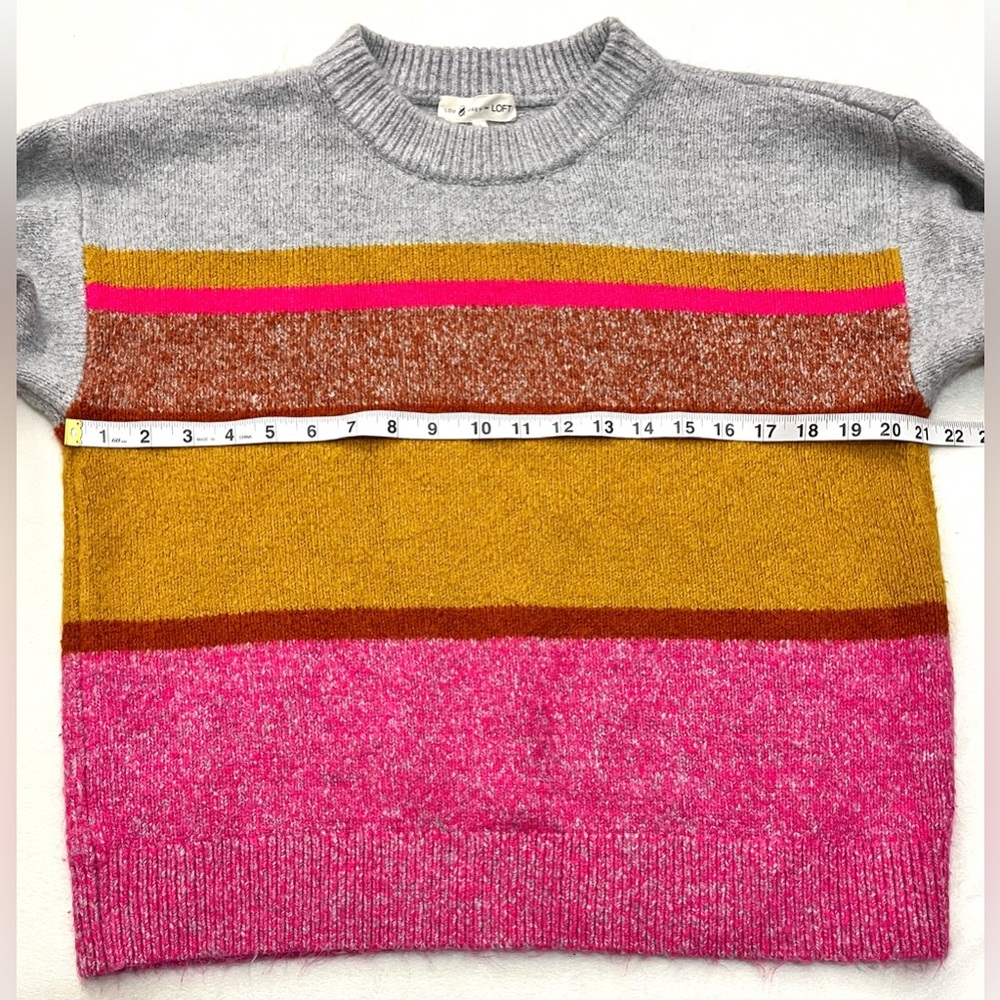Lou & Grey for LOFT Multicolor Striped Crew Neck Colorful Women’s Sweater - Picture 5 of 16